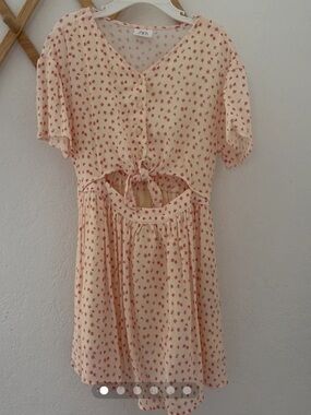 Zara Girls Floral Tie-Front Cutout Dress
